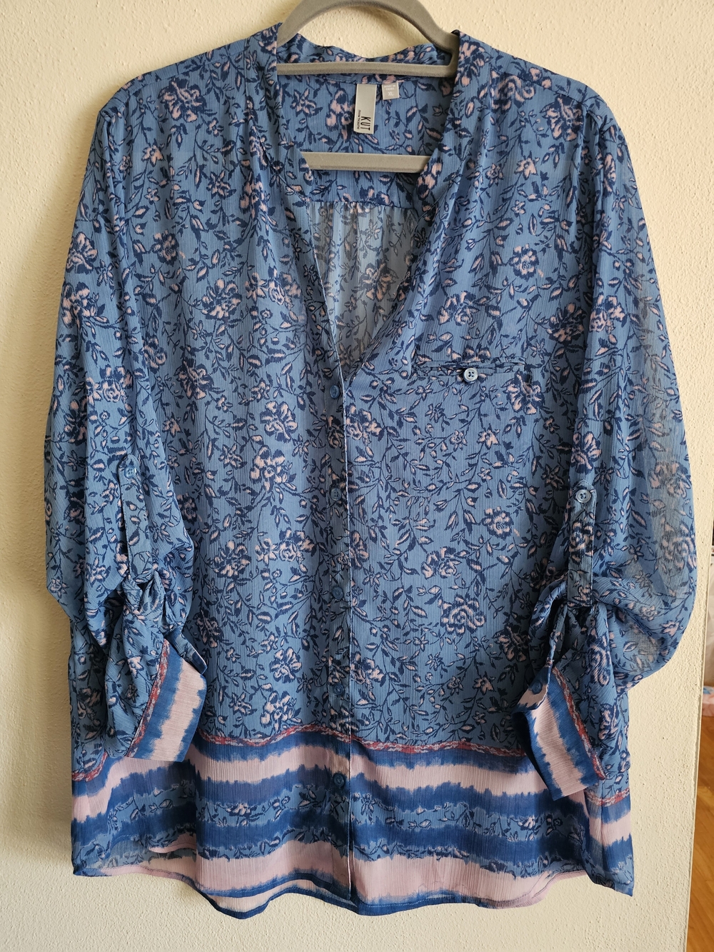Women's Blue Floral Button-Front Blouse - KUT From The Kloth